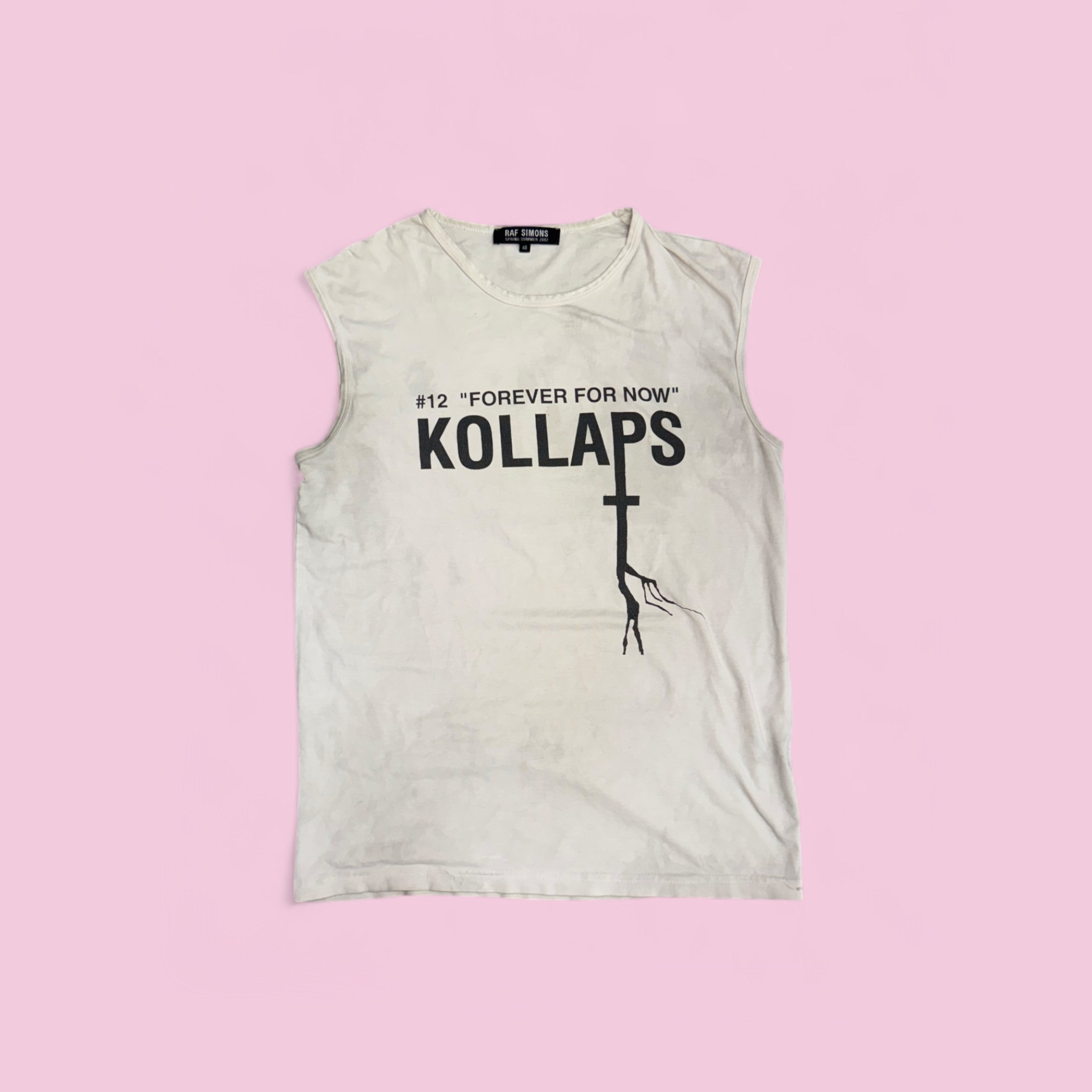 ss02 raf simons kollaps white tank top