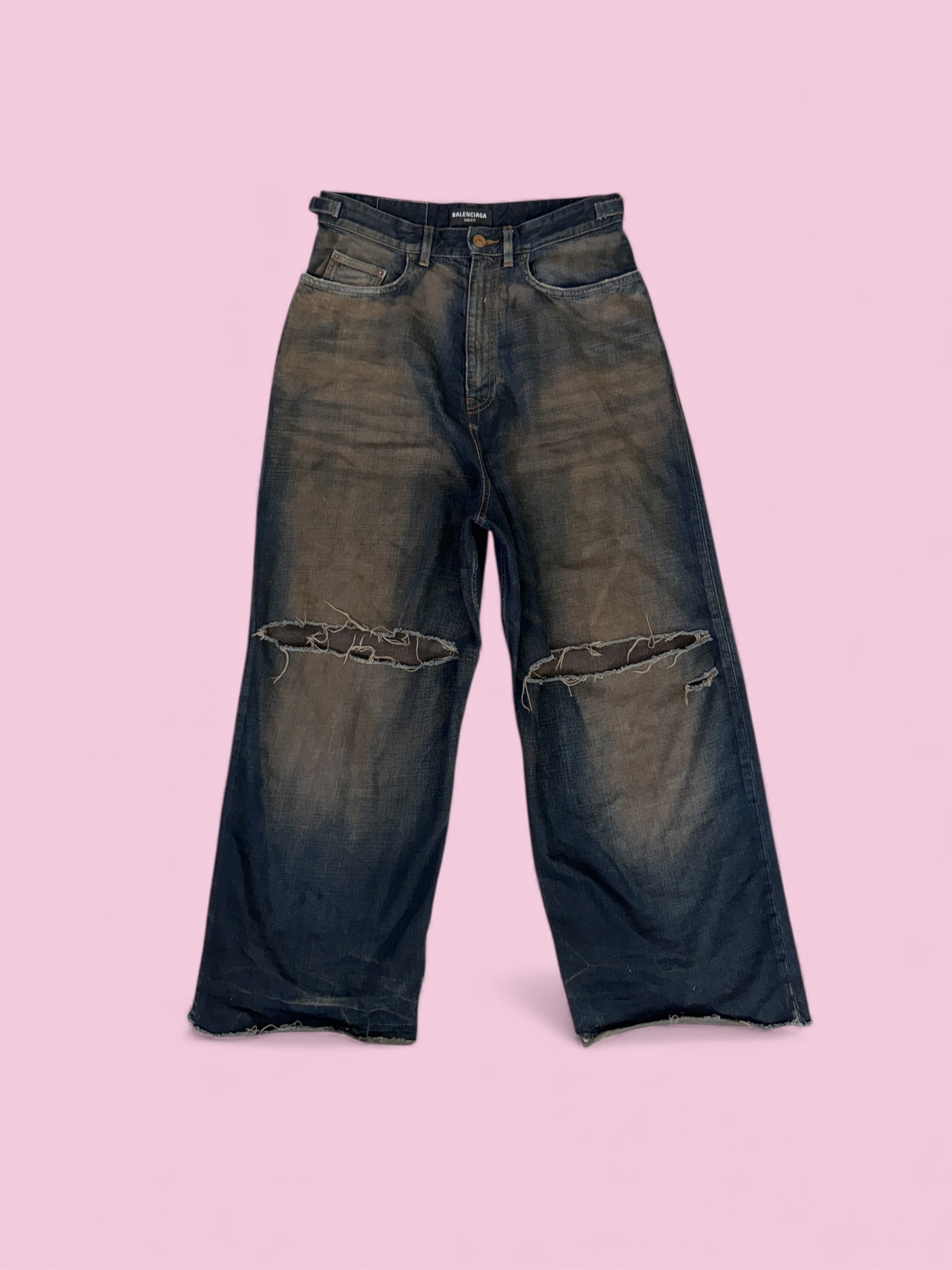fw22 balenciaga mud wash skater denim