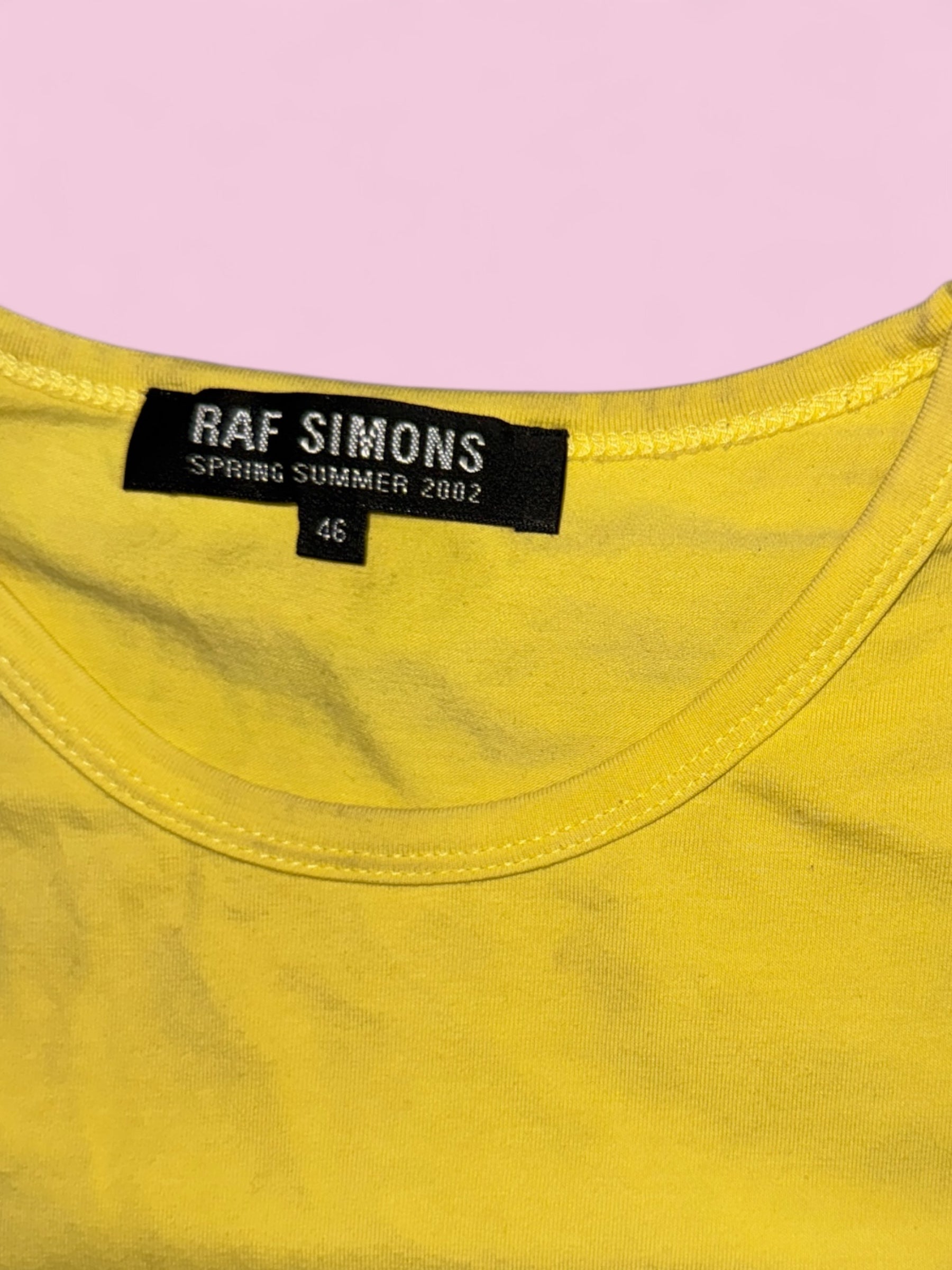 ss02 raf simons kollaps yellow tank top