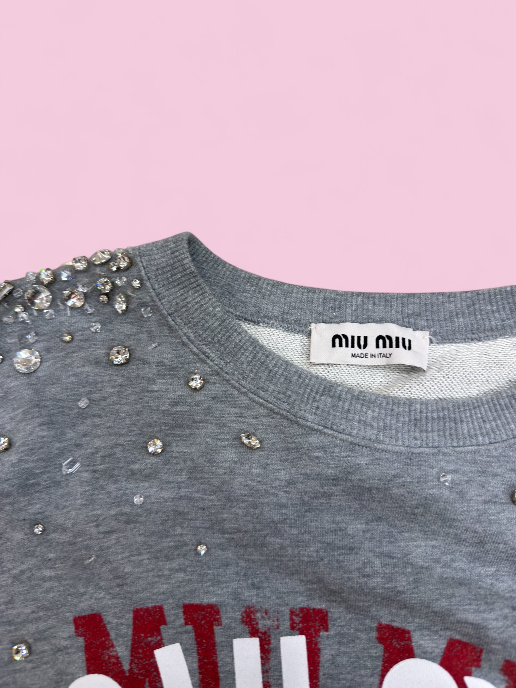 miumiu club studded sweatshirt