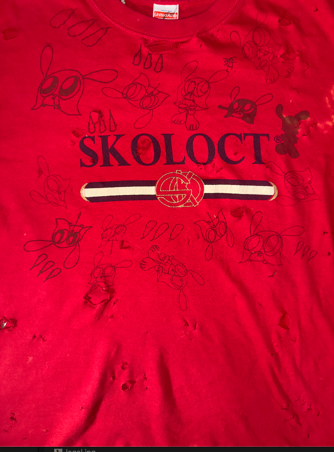skoloct distressed hand drawn tee